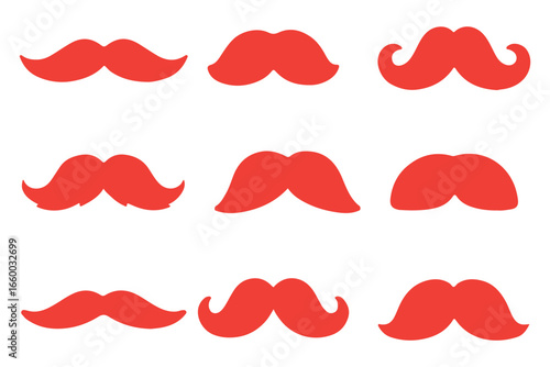 Set of black man mustache icons. Mustache collection set. set of mustaches