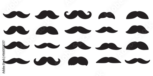 Set of black man mustache icons. Mustache collection set. set of mustaches