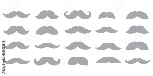 Set of black man mustache icons. Mustache collection set. set of mustaches