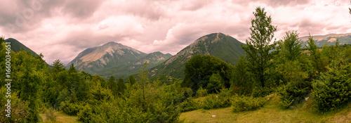 Italy Abruzzo Villetta Barrea hiking along the Camosciara trail panoramic view