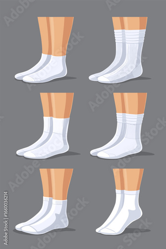 Collection of White Socks Illustrations in Different Styles and Sizes