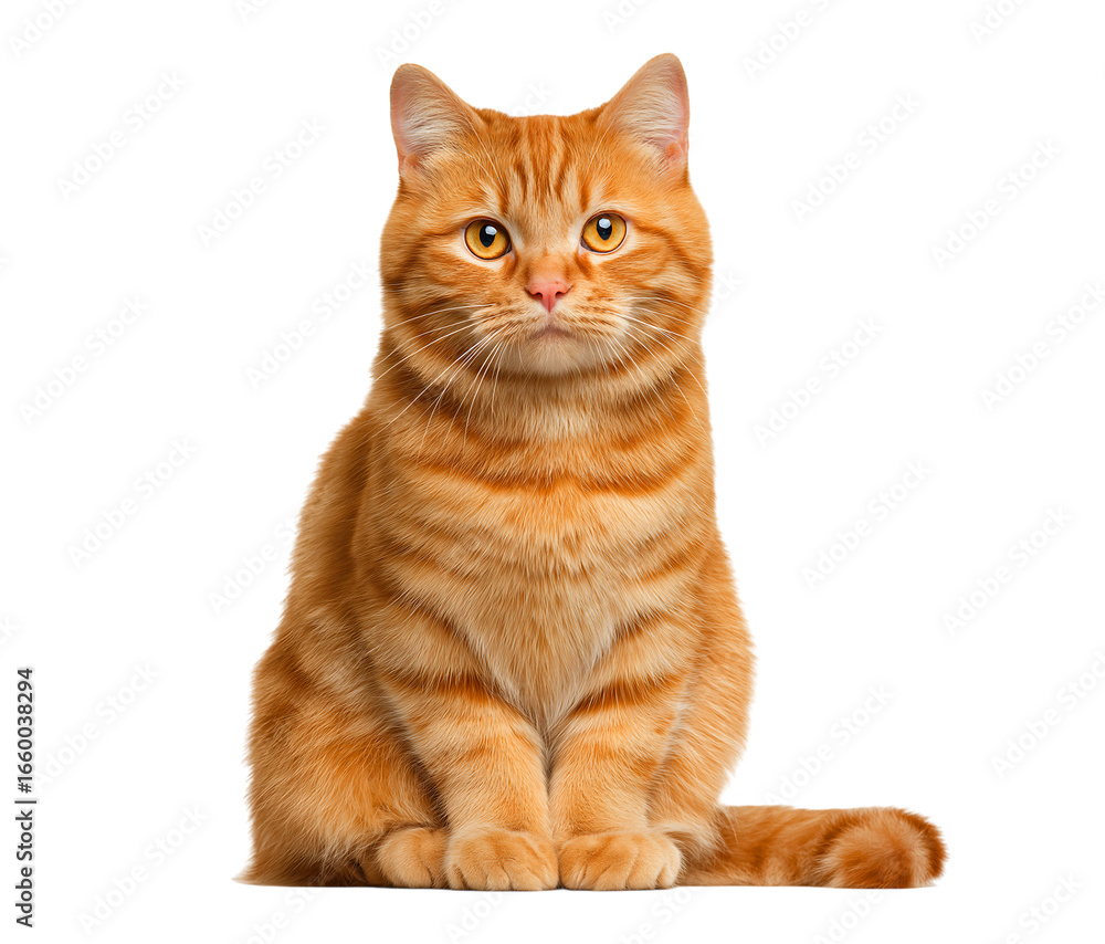 Obraz premium Charming Ginger Tabby Cat Portrait with Striking Yellow Eyes isolated on a transparent background