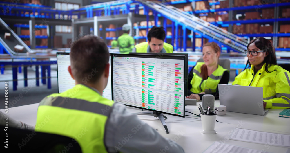 Obraz premium Warehouse Manager Collaborates With Diverse Team