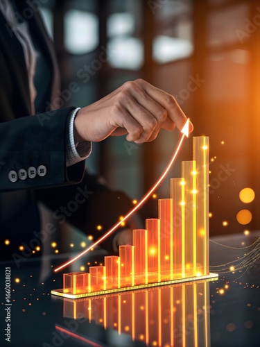 Visualizing Business Growth With Upward Trending Financial Chart Data