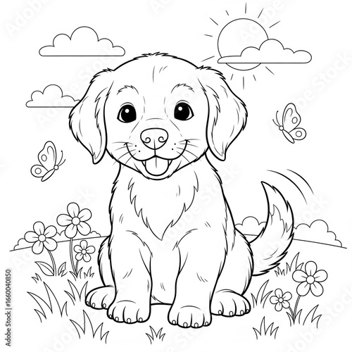 Cute dog for colouring
