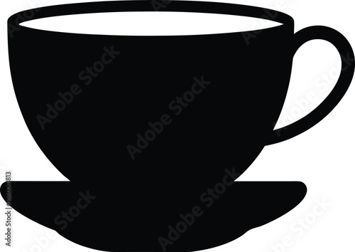 Black coffee cup silhouette on white background