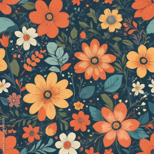 Wallpaper Mural Ditsy style vintage floral Torontodigital.ca