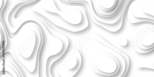 Modern white wavy vector background. Abstract luxury modern background realistic papercut decoration textured with wavy layers 3d topography relief vector design Contour maps. curved layers.	