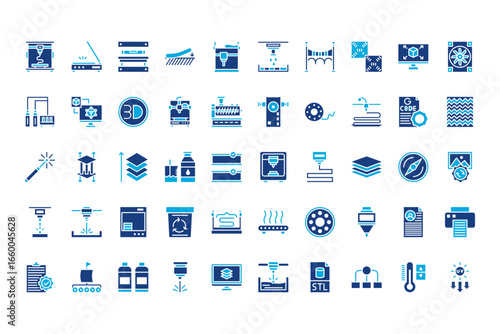 Additive Maufacturing Line Icons