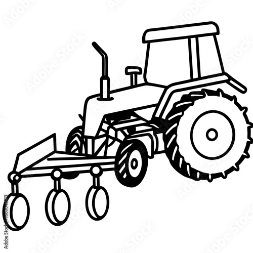 Diesel Cultivator Outline Illustration