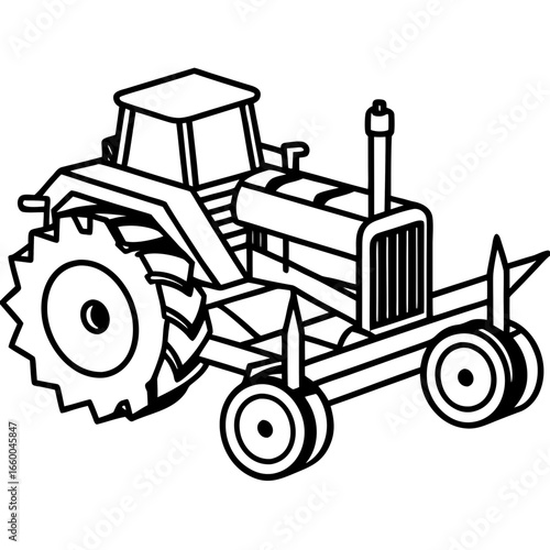 Diesel Cultivator Outline Illustration