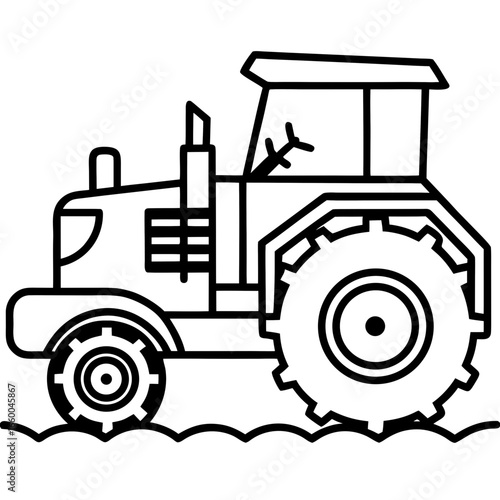 Diesel Cultivator Outline Illustration