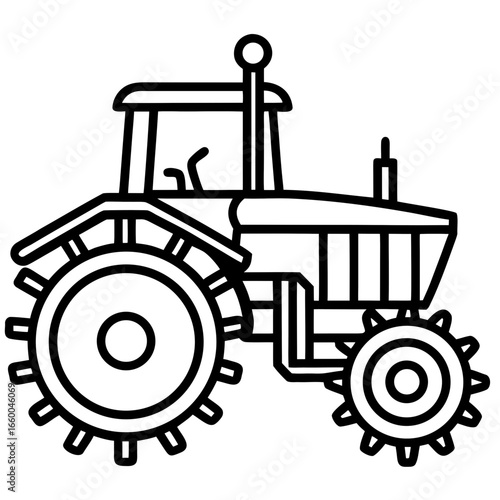Diesel Cultivator Outline Illustration