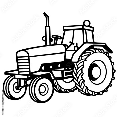Diesel Cultivator Outline Illustration