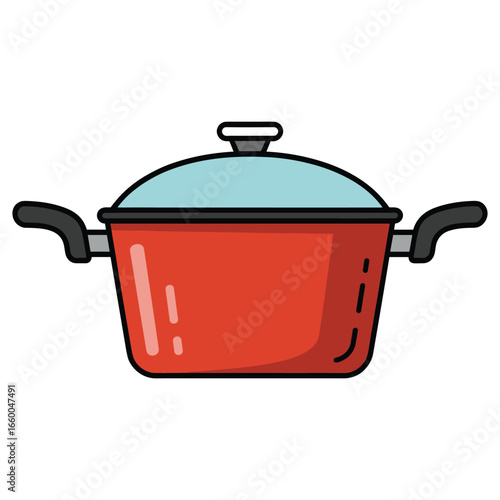 Cooking Pot Vector Illustration. Kitchen Cookware Icon | Food Preparation Design