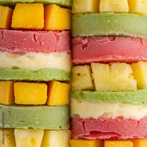 Layered Tropical Fruit Dessert with Mango and Pineapple