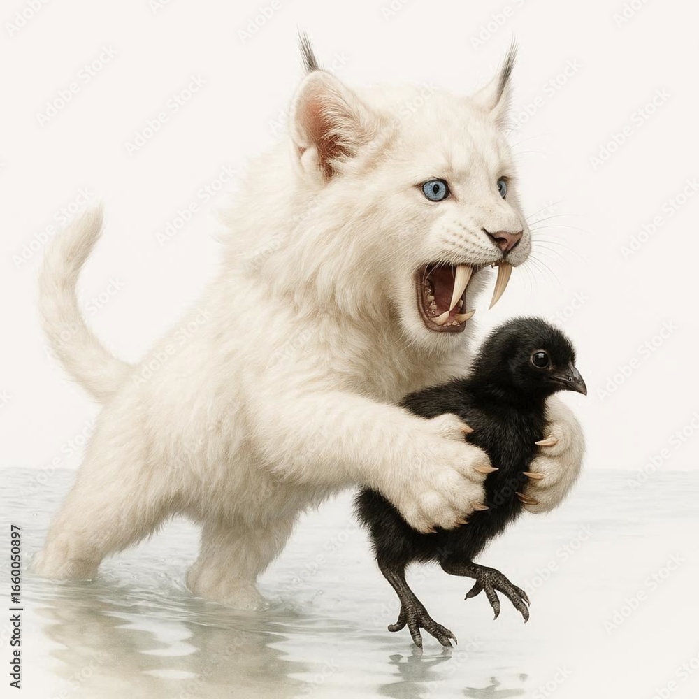 Fototapeta premium Saber tooth lion tiger catlike cub