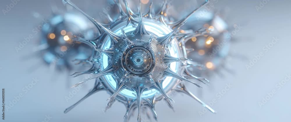 Anamorphic video 3D rendering showcases a complex virus cell. Suitable ...