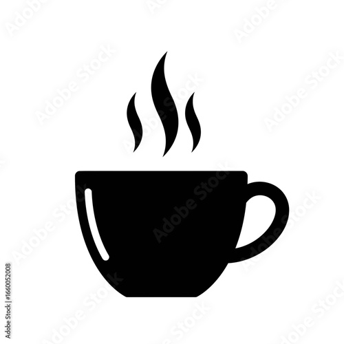 Steaming cup icon representing hot beverages and comfort, perfect for web design elements
