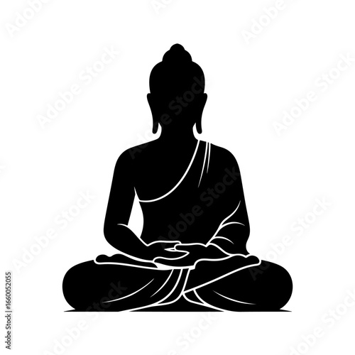 Buddha silhouette vector illustration meditation pose zen buddhism spiritual art graphic design isolated image