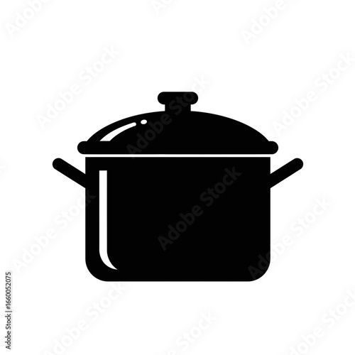 Cooking Pot Icon Simple Black Silhouette Illustration