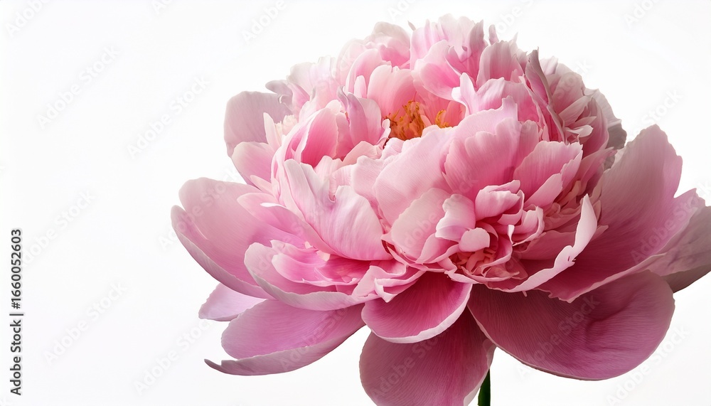 Fototapeta premium fully bloomed pink peony with layered petals side angle view isolated on a white backgroundr