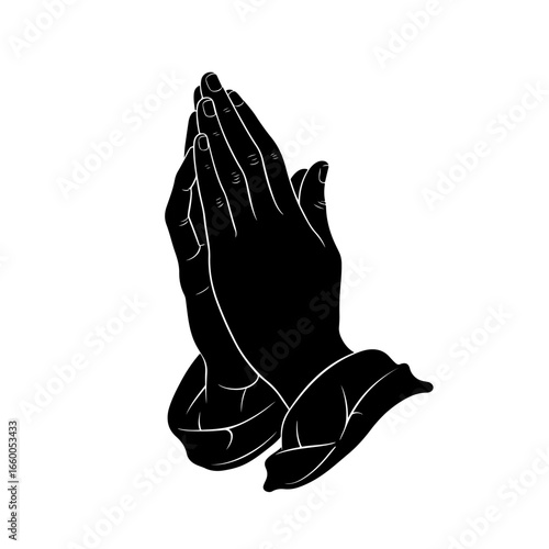 Praying hands vector illustration black and white faith hope religion spirituality god christianity belief