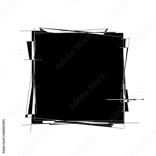 Abstract square frame with glitch effect isolated on white background