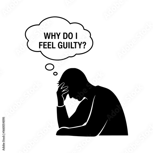 Why am i feeling guilty illustration of a man in despair and anxiety about guilt and regret issues