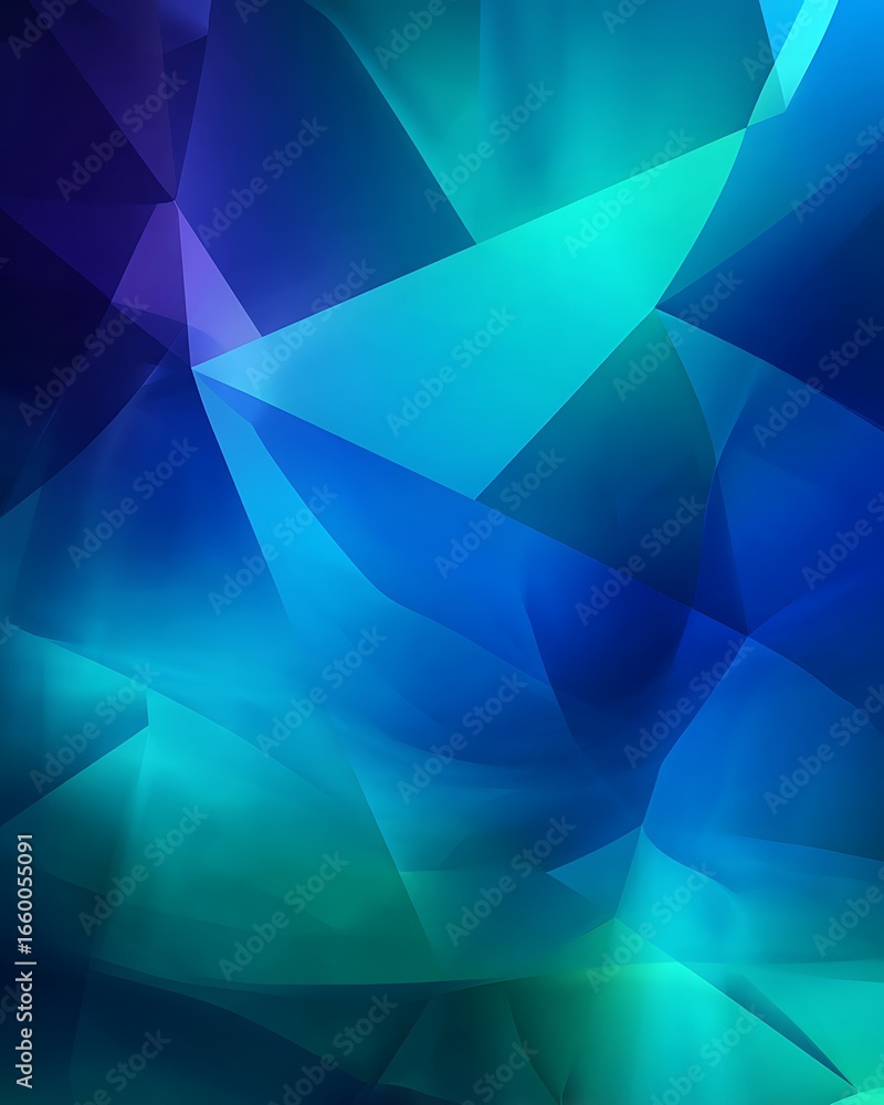 Obraz premium The gradient from blue to green with polygonal overlay looks modern and dynamic.