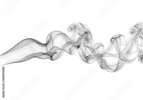 Dynamic Gray Smoke Flow with Intricate Swirls on a Black Background