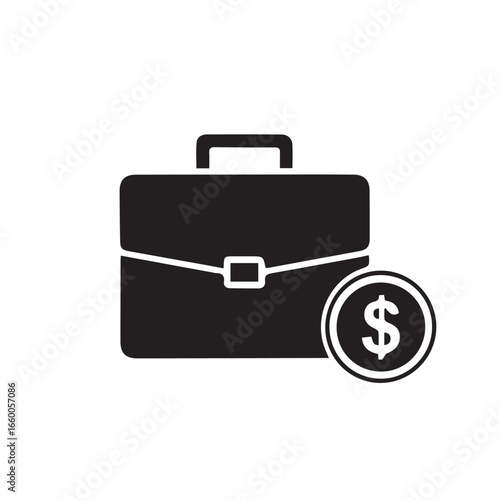 Vector illustration of a briefcase with a dollar coin, representing business and finance concepts