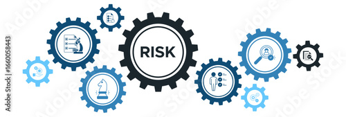Risk Management Web Icon Concept Featuring Strategic Planning, Assessment, Process Control, and Risk Evaluation