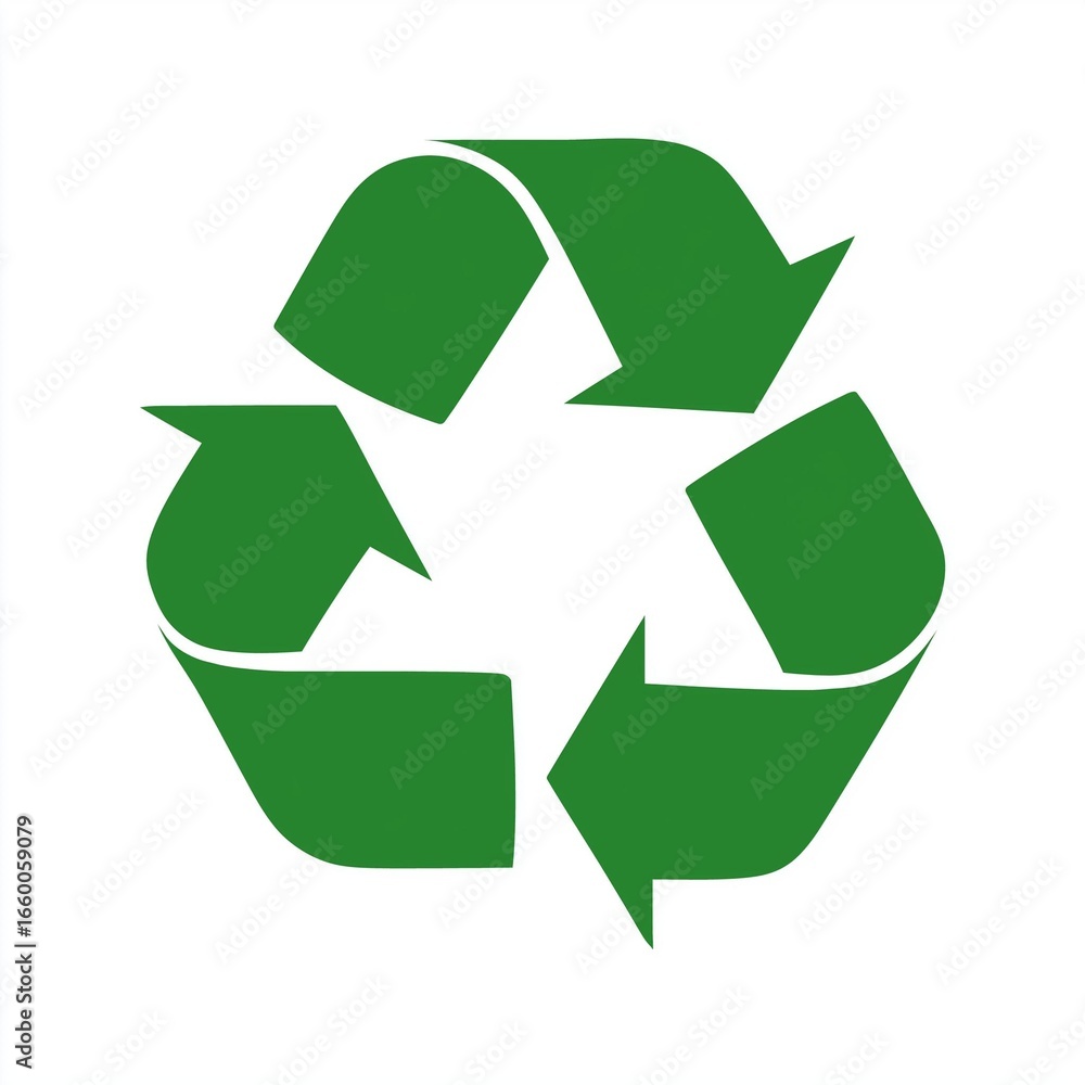 Fototapeta premium A bold green recycling symbol representing sustainability and eco-friendly practices, ideal for promoting environmental awareness.