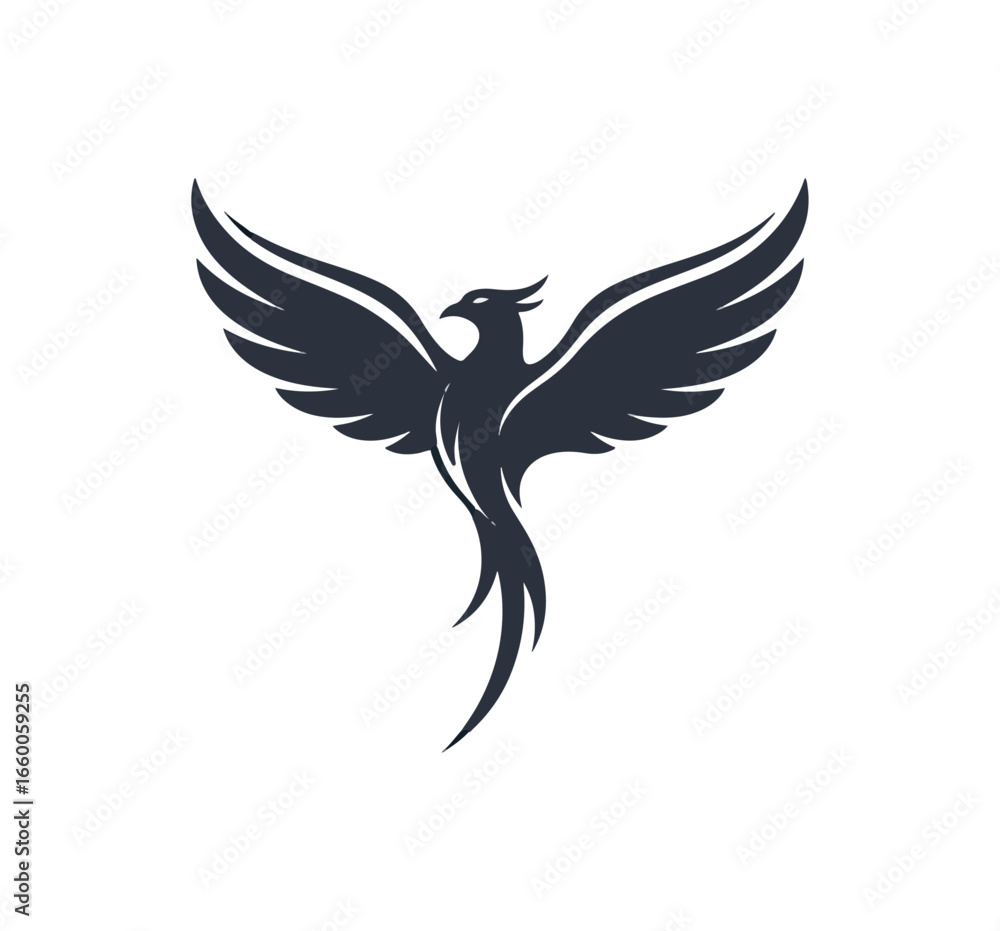 Fototapeta premium Dark gray phoenix silhouette design