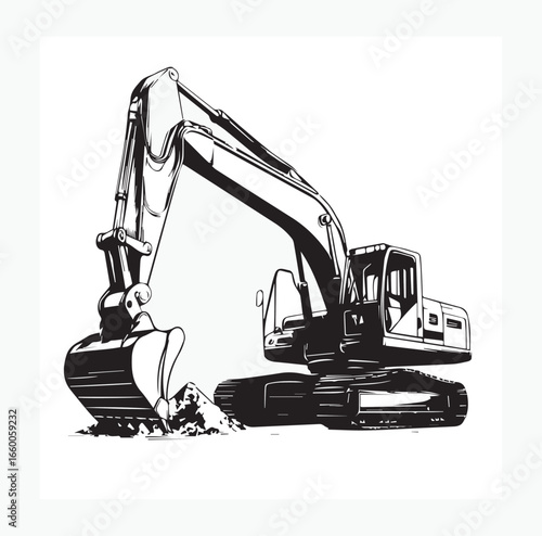 excavator on a white background