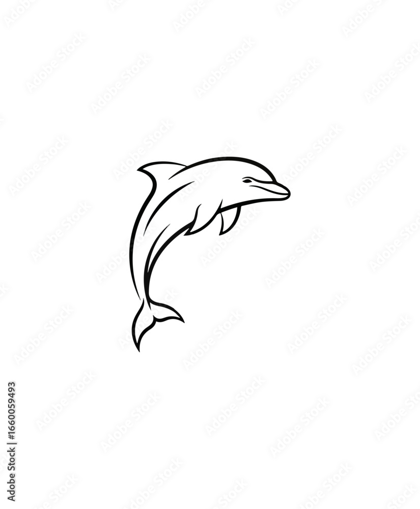 Fototapeta premium Dolphin jumping outline illustration