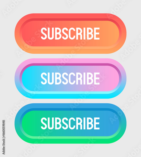 Subscribe button. Vector set isolated on white background