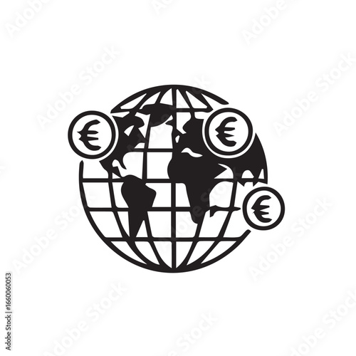 Global Economy Euro Currency and World Map Depicting Financial Markets
