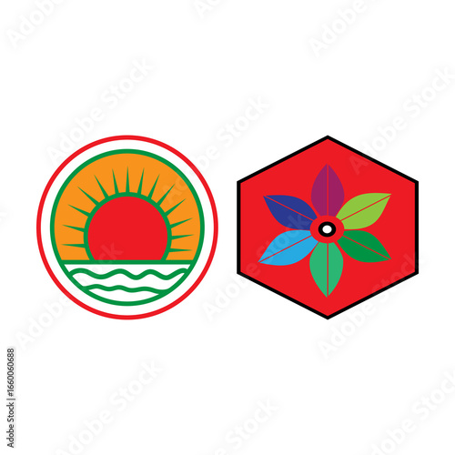 set of colorful abstract symbols