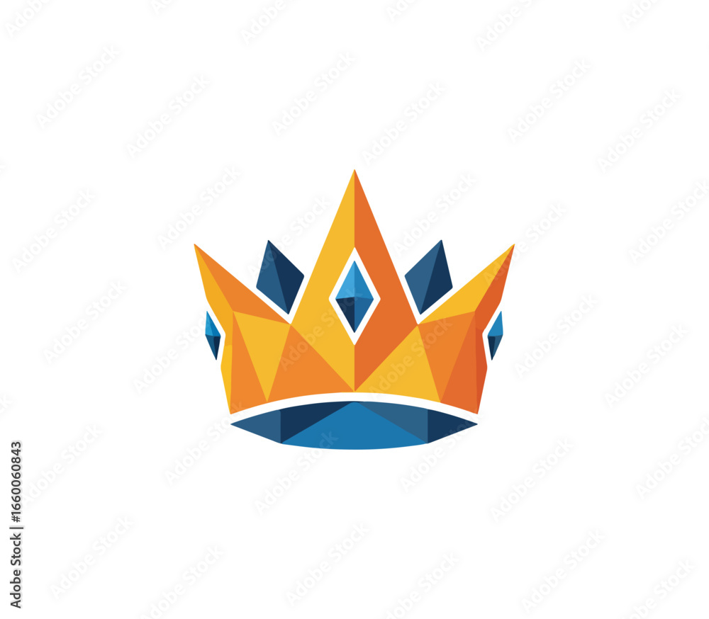 Fototapeta premium Geometric orange and blue crown graphic