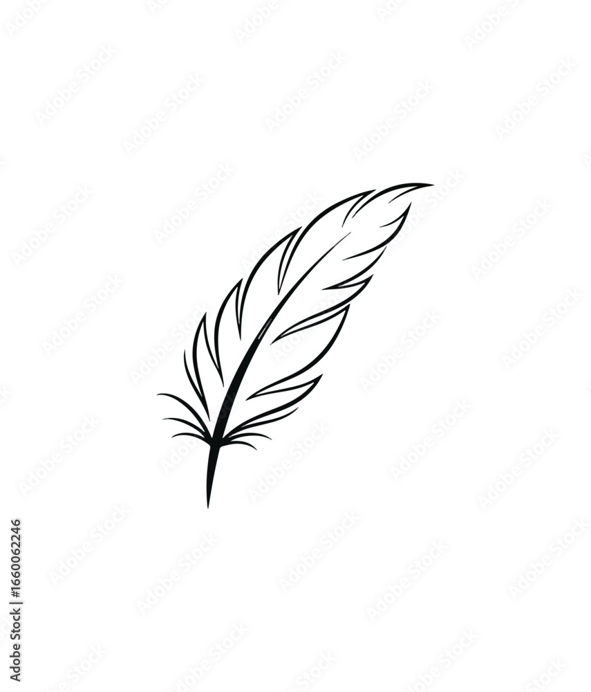 Obraz premium Simple black and white feather graphic