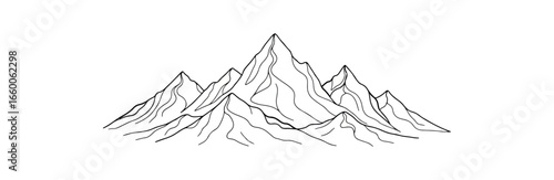 Simple black and white mountain range illustration