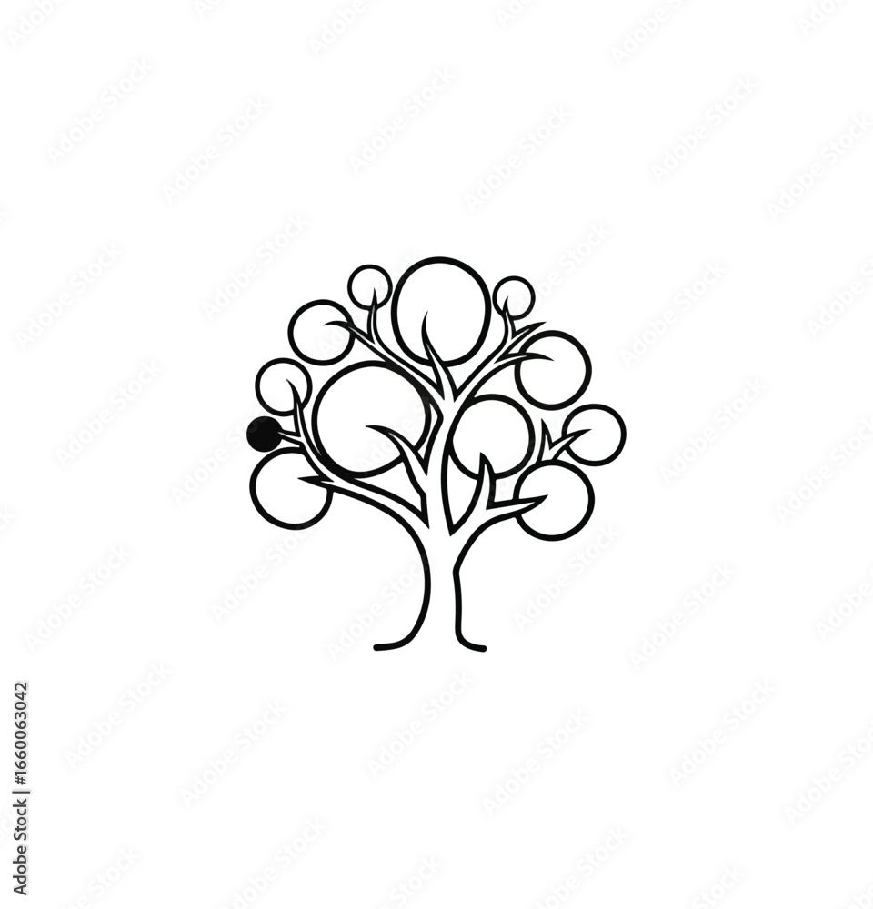 Fototapeta premium Stylized black and white tree graphic design