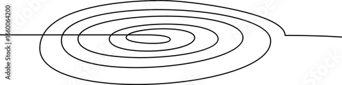 Expanding flat spiral created with thick continuous lines gradually radiating outward.