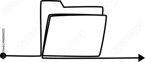 Folder-like outline drawn with thick straight and curved lines forming an open rectangular form.