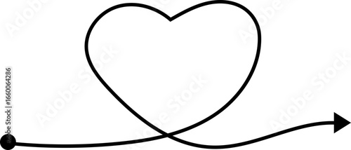 Heart shape outlined with thick lines and highlighted with directional arrows around the form.