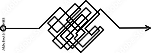 Overlapping square grid knot composed of thick intersecting lines arranged in a structured lattice.