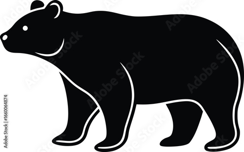 A drawing of a bear that is on a white background 