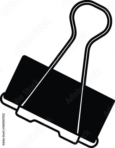 Black Binder Clip Silhouette Vector Illustration